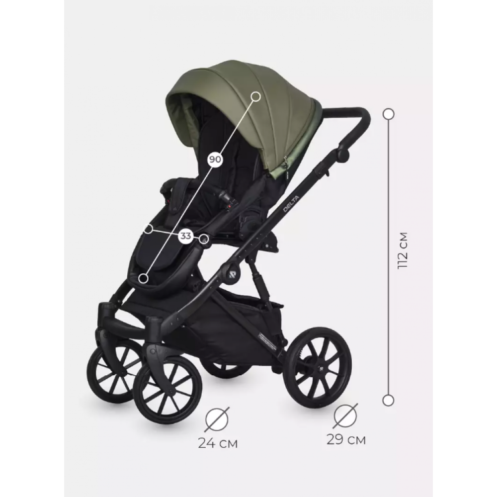 Коляска 2 в 1 Riko Basic Delta Ecco, 13 - Olive (Оливковый)
