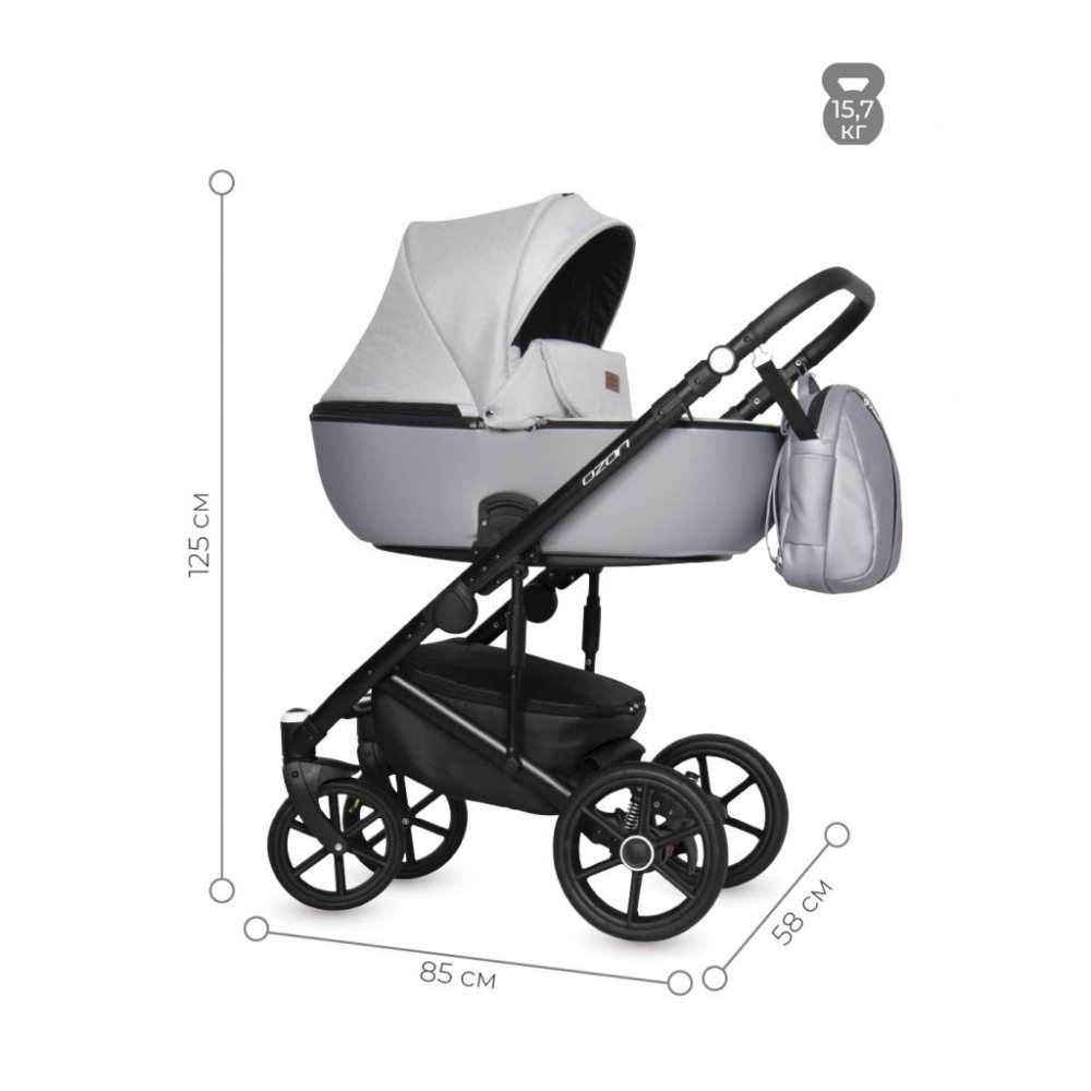 Коляска 2 в 1 Riko Basic Ozon Shine, 03 (Серый)