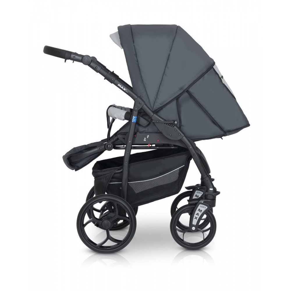 Детская коляска Verdi Max Plus 3 в 1 03 серая с светлой вставкой
