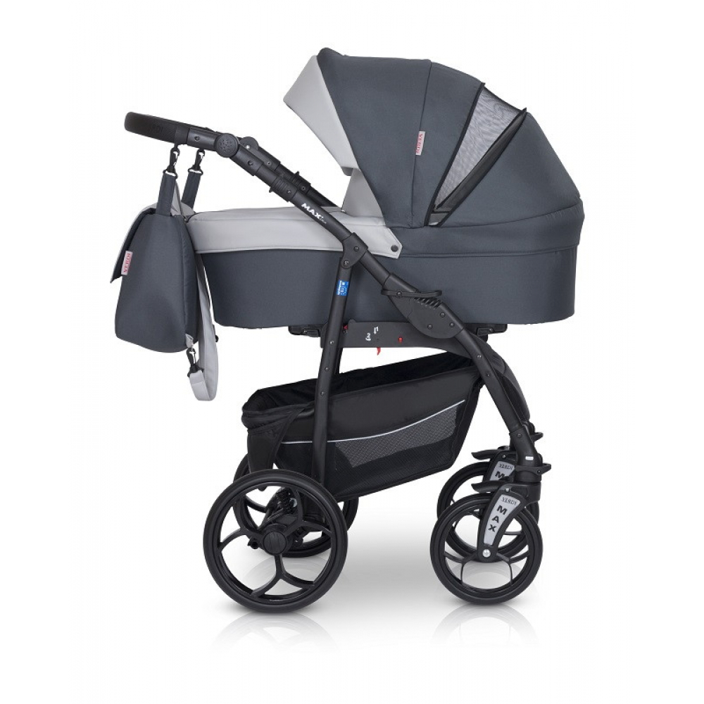 Детская коляска Verdi Max Plus 3 в 1 03 серая с светлой вставкой