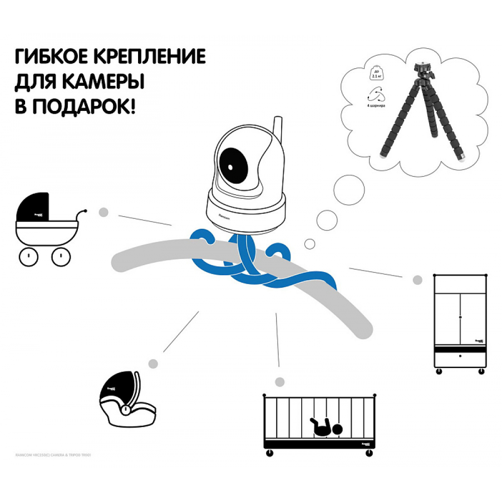 Видеоняня Ramicom VRC250CTR с креплением для камеры