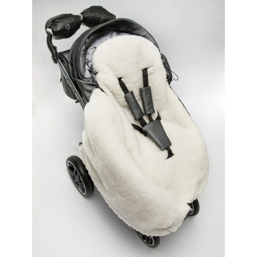 Конверт зимний меховой Amarobaby Snowy Baby, Черный c рисунком, 85 см