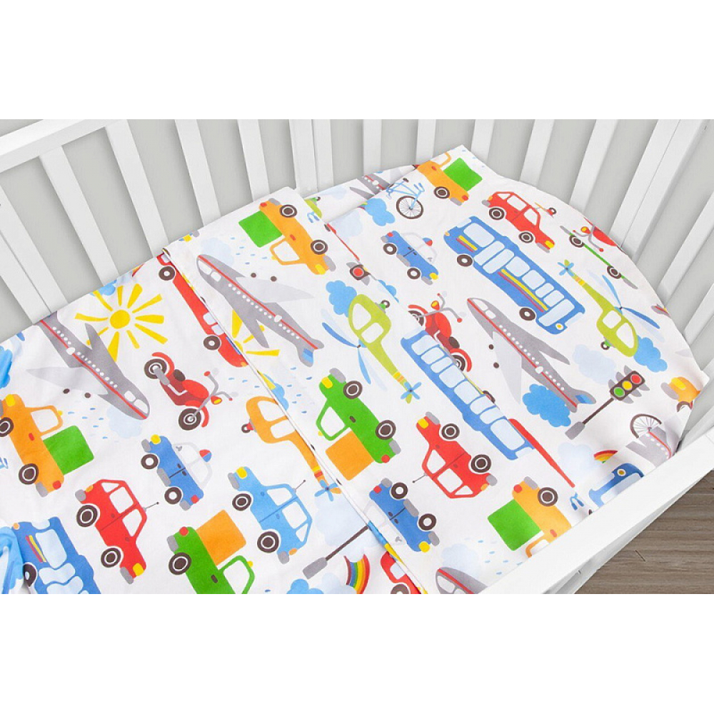 Комплект в кроватку AmaroBaby Baby Boom 3 предмета городской транспорт/поплин