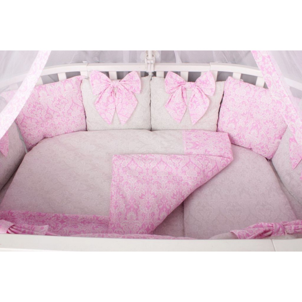 Комплект в кроватку AmaroBaby Premium (18 предметов), Элит (Розовый)